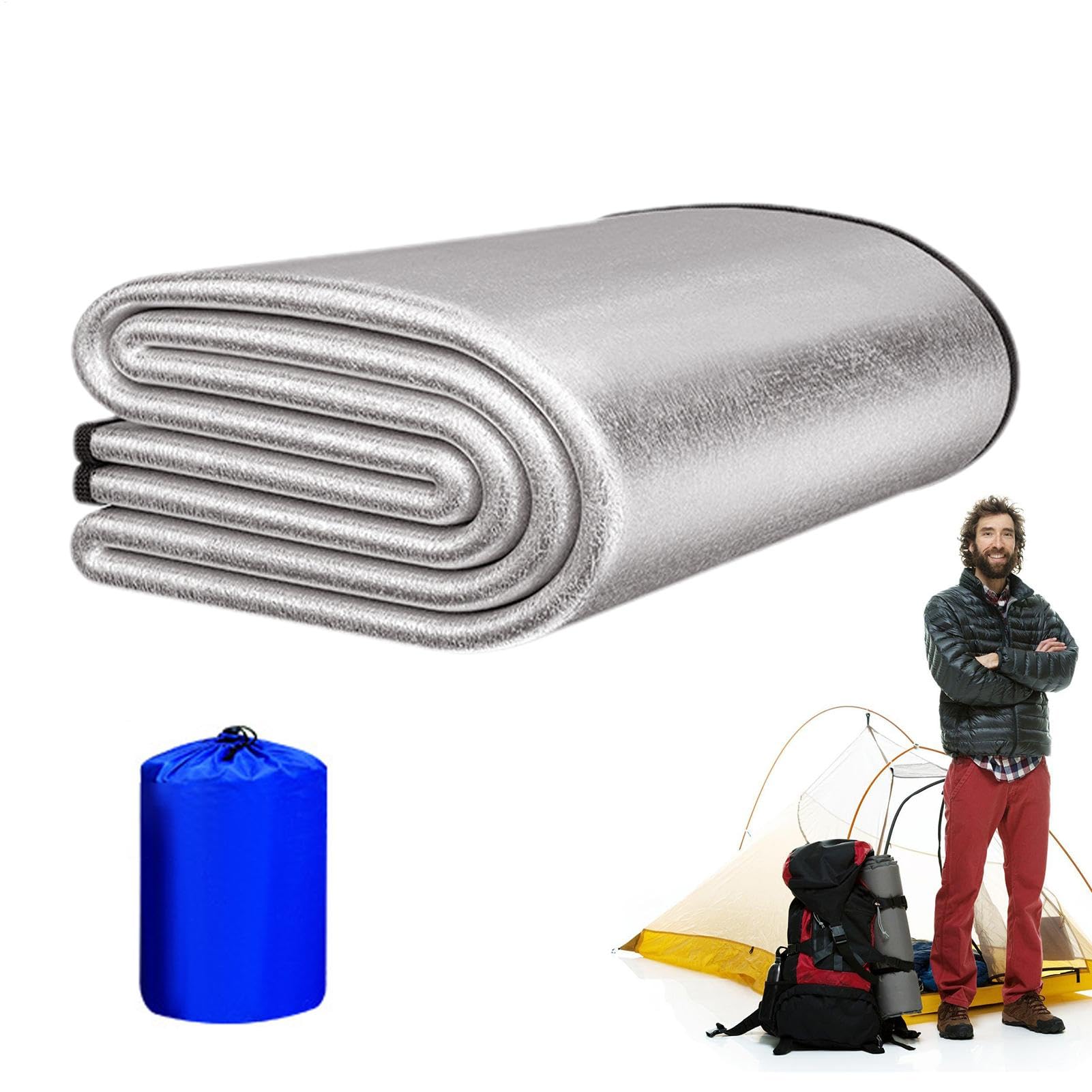 Esterilla de acampada - Esterilla de picnic de aluminio resistente a la humedad | Esterilla impermeable y aislante para exteriores, esterilla térmica para tienda de campaña para camping y playa,