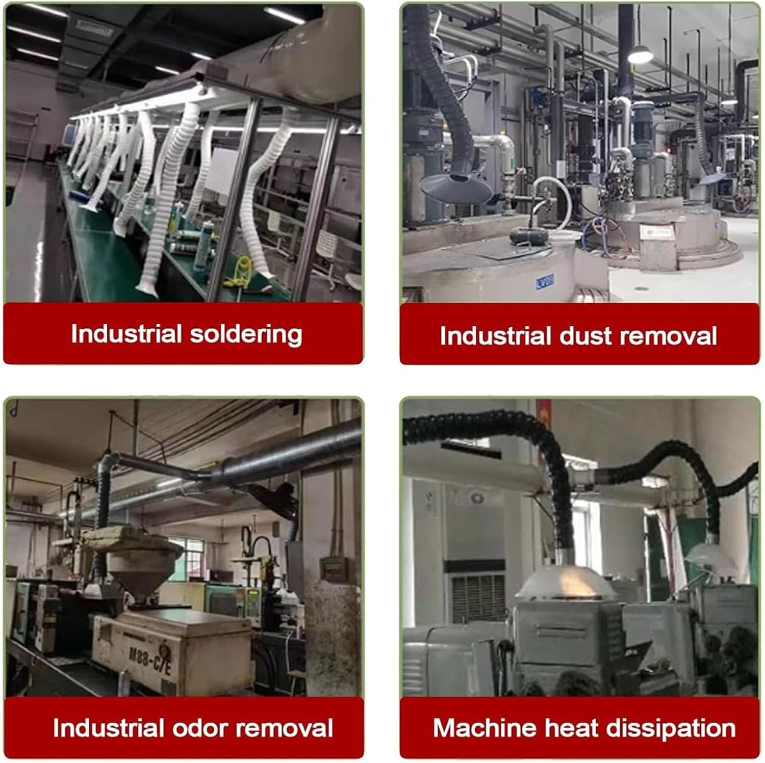 360° Flexible Fume Extractor Hose with Articulated Hood for Laser Engraving & Soldering - 1M/3.3FT Length, 100MM/3.8/9in Diameter - Ideal for Labs & Workshops