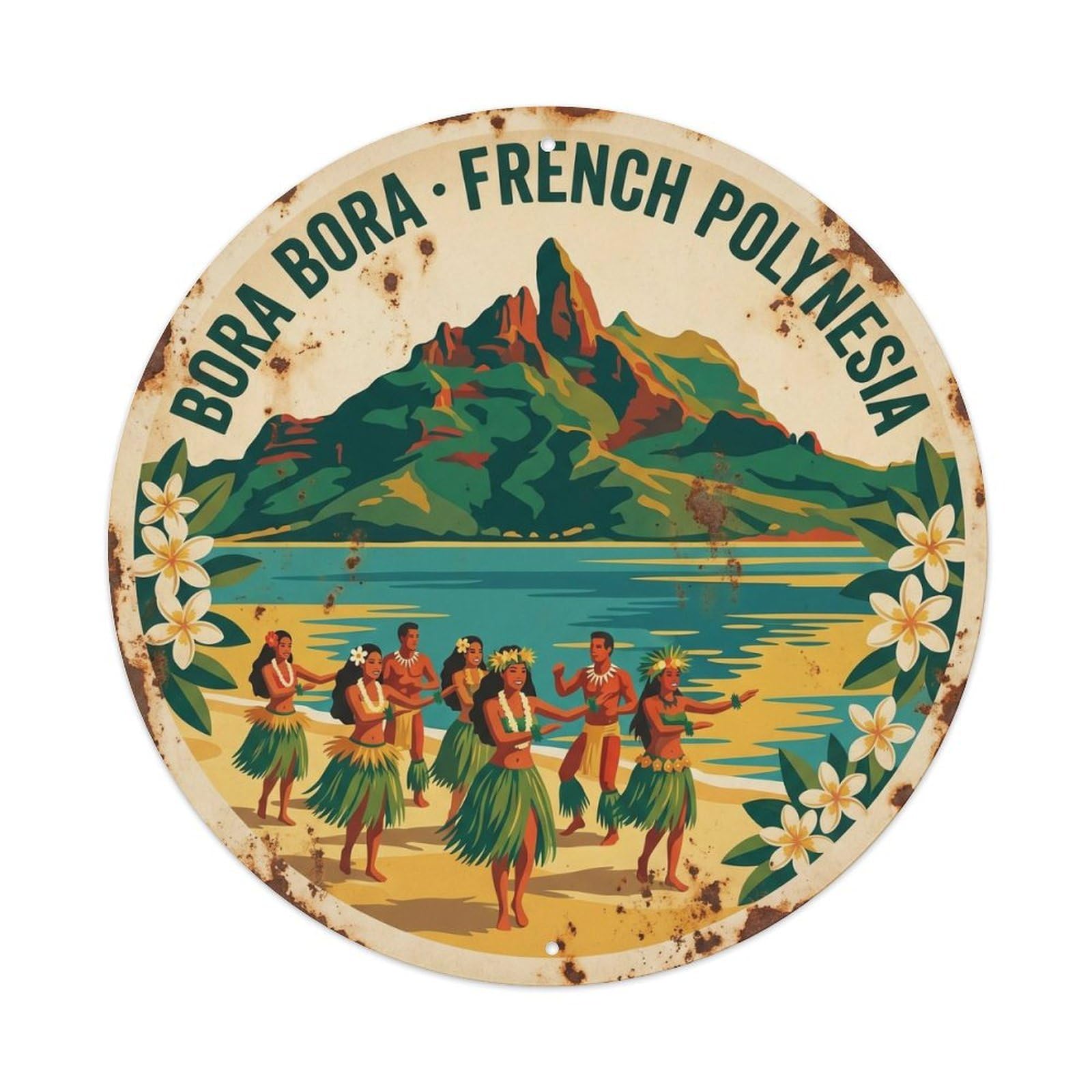 Hula BoraBora Otemanu Lagoon Dance Vintage Island Metal Tin Sign