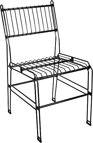 Sunnydaze Silla de comedor moderna sin brazos muebles de alambre de acero para interiores y exteriores para patio terraza terraza o sala de estar