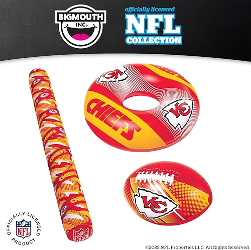 Miniatura 6 de BigMouth Kansas City Chiefs - Flotadores inflables para alberca de 42 pulgadas, con licencia oficial de la NFL, equipo de fanáticos, tubo interior