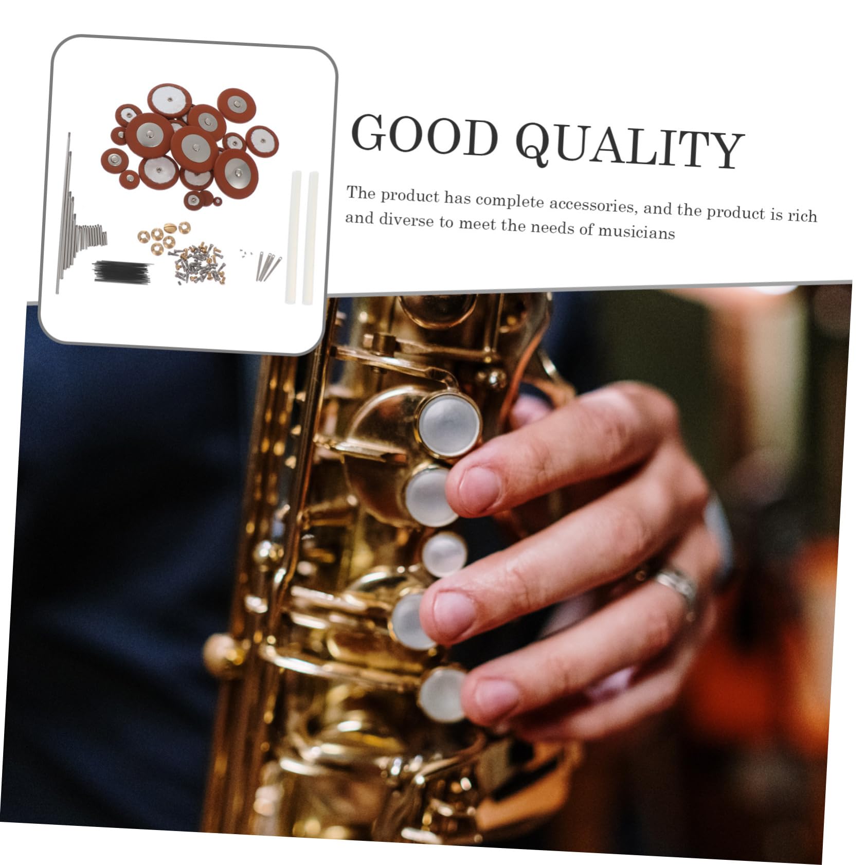 Mikinona Kit Completo per Riparazione Sax Contralto Viti e Molle in Metallo e Pelle di Pecora, per Manutenzione e Sostituzione Parti Danneggiate