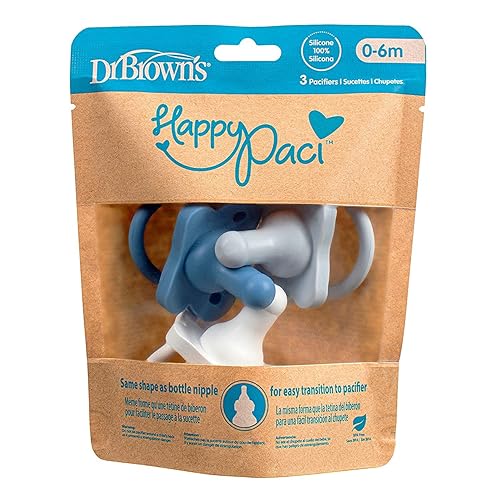 Miniatura 7 de Dr. Brown's HappyPaci - Chupete 100% de silicona, anillos mordedores con cuentas Flexees, soporte para chupete y clip para morder, triceratops