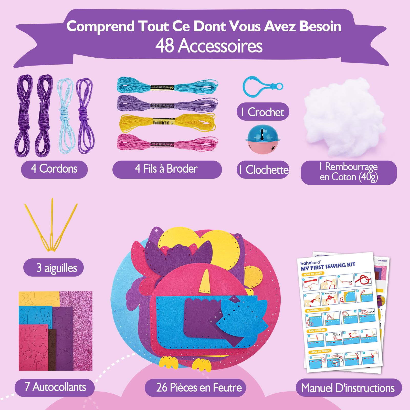 Kit de couture en feutre pour enfants, ensemble à faire soi-même pour fille, bricolage créatif