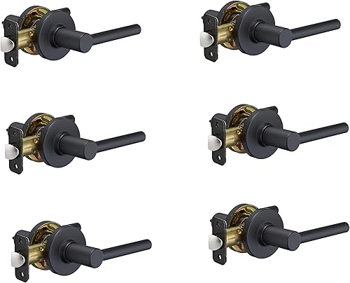 Miniatura 10 de Tienda Basics Palanca de puerta contemporánea Madison  Privacidad  negro mate, paquete de 6, 6 unidades en total