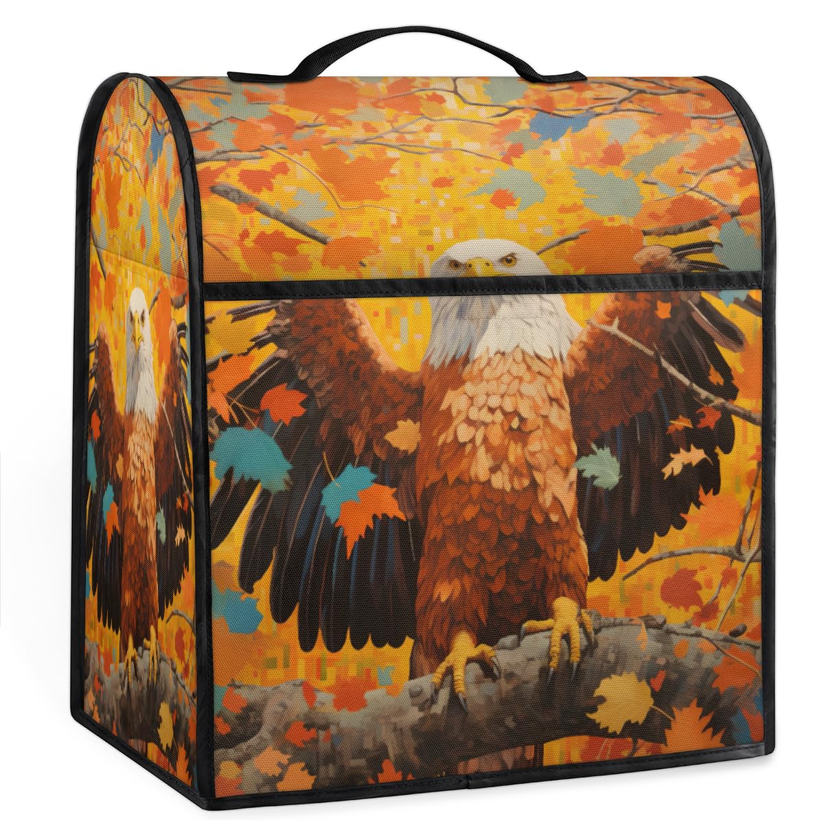 Coffee Maker Cover Bald Eagle Autumn Kitchen Appliance Covers Small Appliance Covers Blender Cover Juicer Cover Dust Covers for Kitchen Appliances with Top Handle and Pockets,Washable,C649