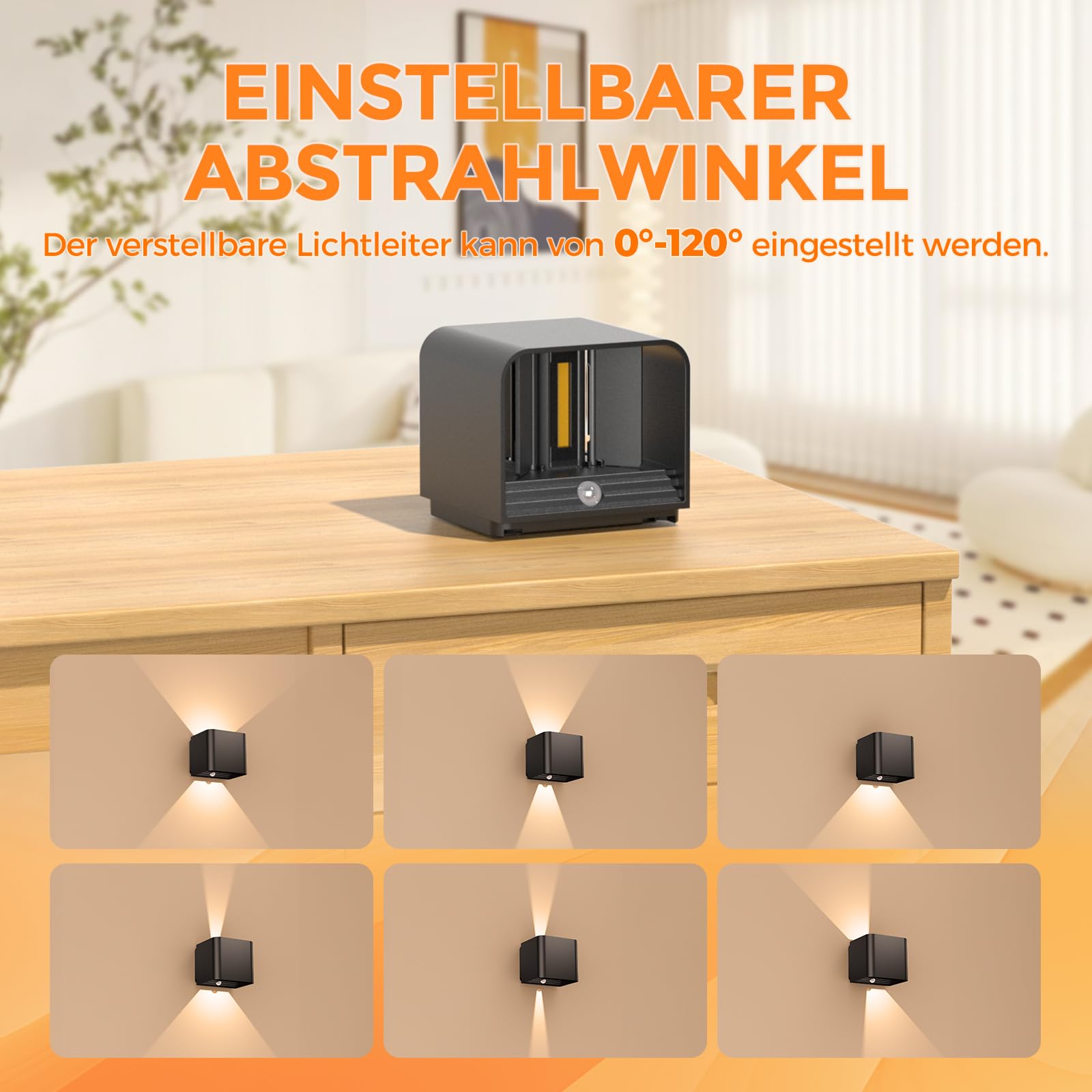 GEARLITE Led Aufladbar Wandleuchte Innen/Aussen mit Bewegungsmelder 2 Stücke, Wandlampe Auf und ab Einstellbarer Lichtstrahl 3000K Warmweiß Außenwandleuchte IPX4 Wasserdichte Wohnzimmer Garten Schwarz