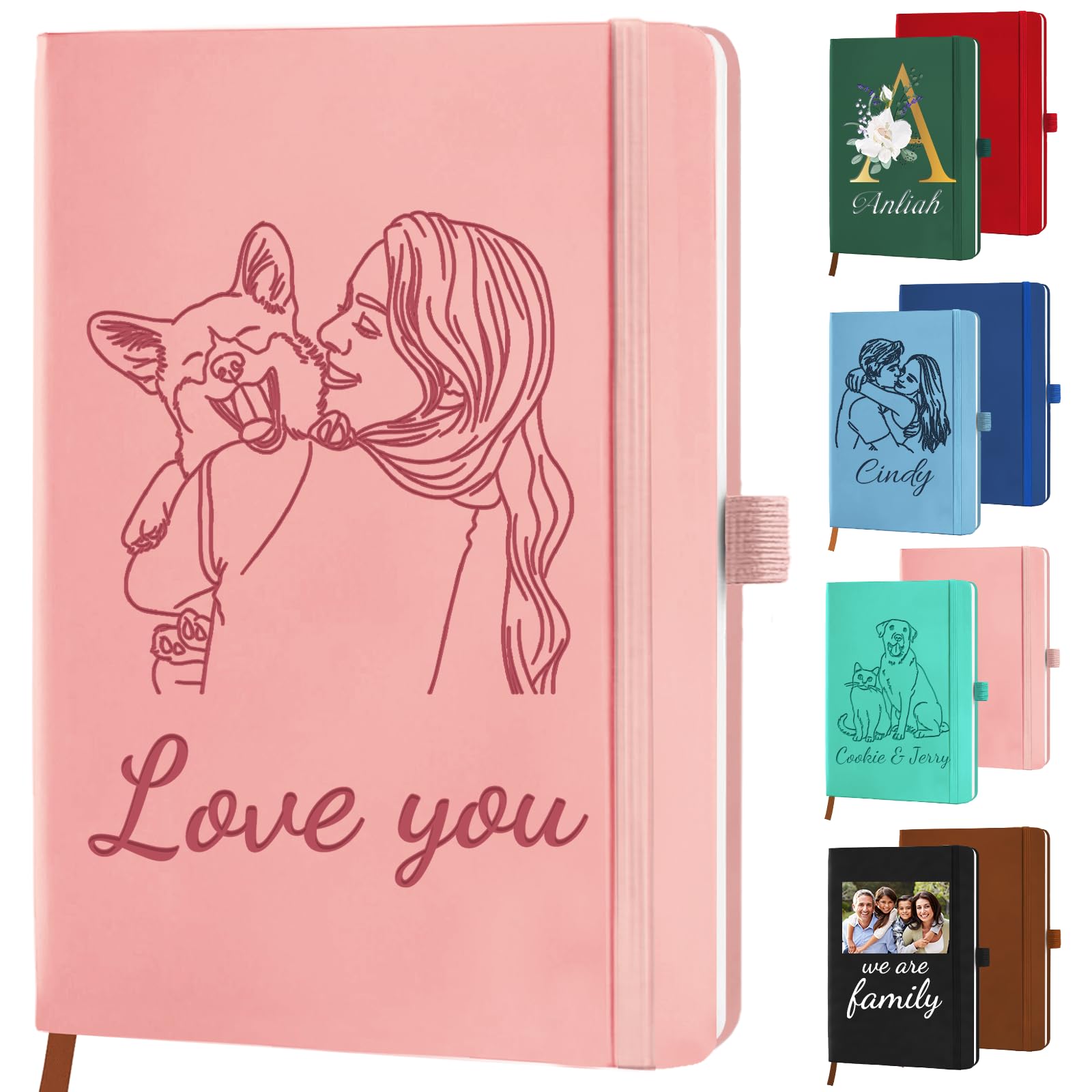 Personalized Journal Notebook with Photo Picture Custom Journaling Notebook for Women Men Customized College Ruled Notebooks Lined Journals Gift for