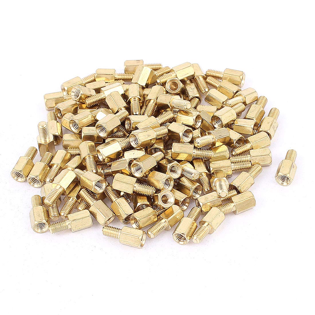 uxcell Motherboard M3 Male x Female 6mm+6mm Brass Screw Hex Standoff Spacer, Pack of 100