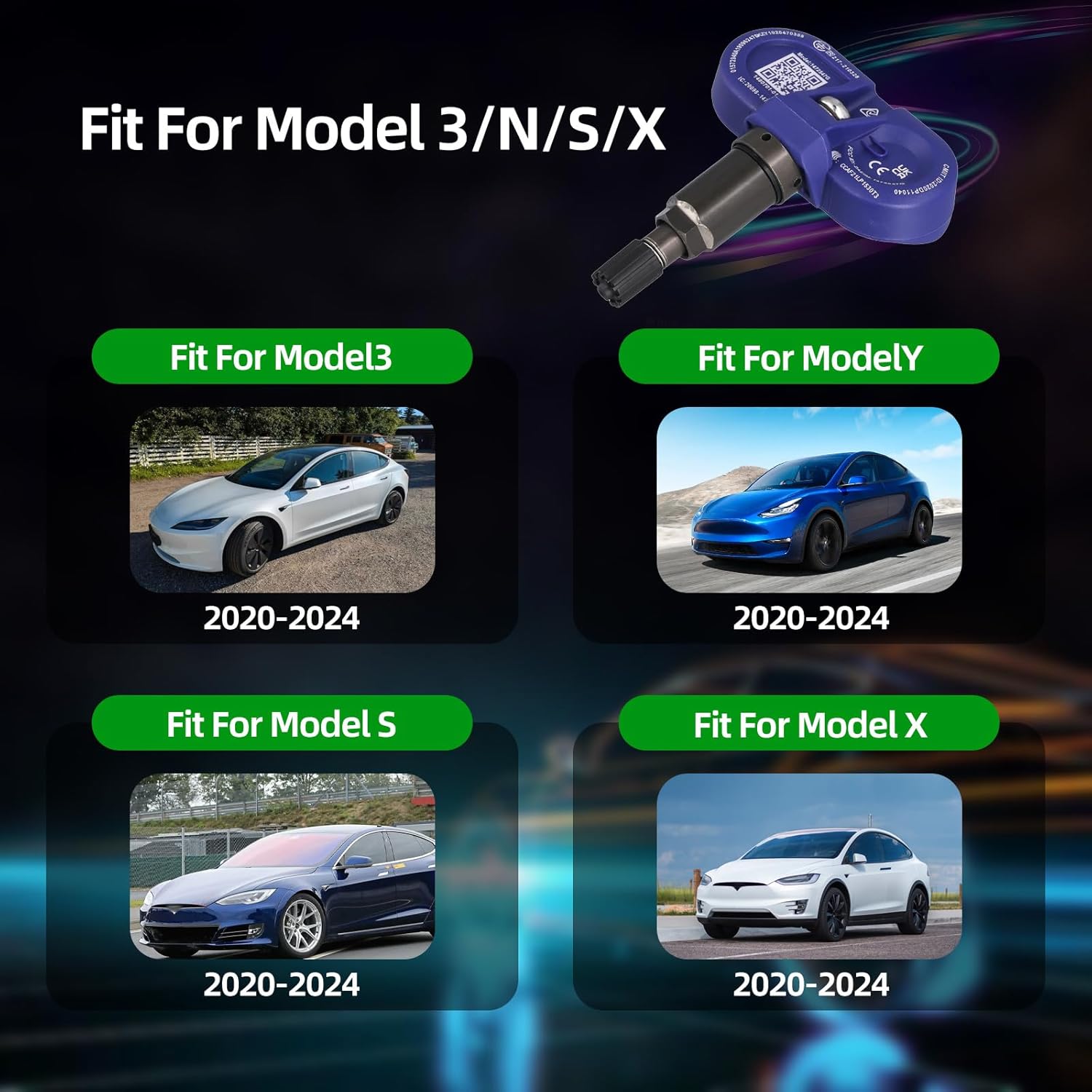 Tesla BLE Bluetooth TPMS Sensor Tire Pressure Monitor Sensors Compatible with 2020 2021 2022 2023 2024 Tesla Model 3 Y S X OE Replaces# 1472547G 1490701-01-B