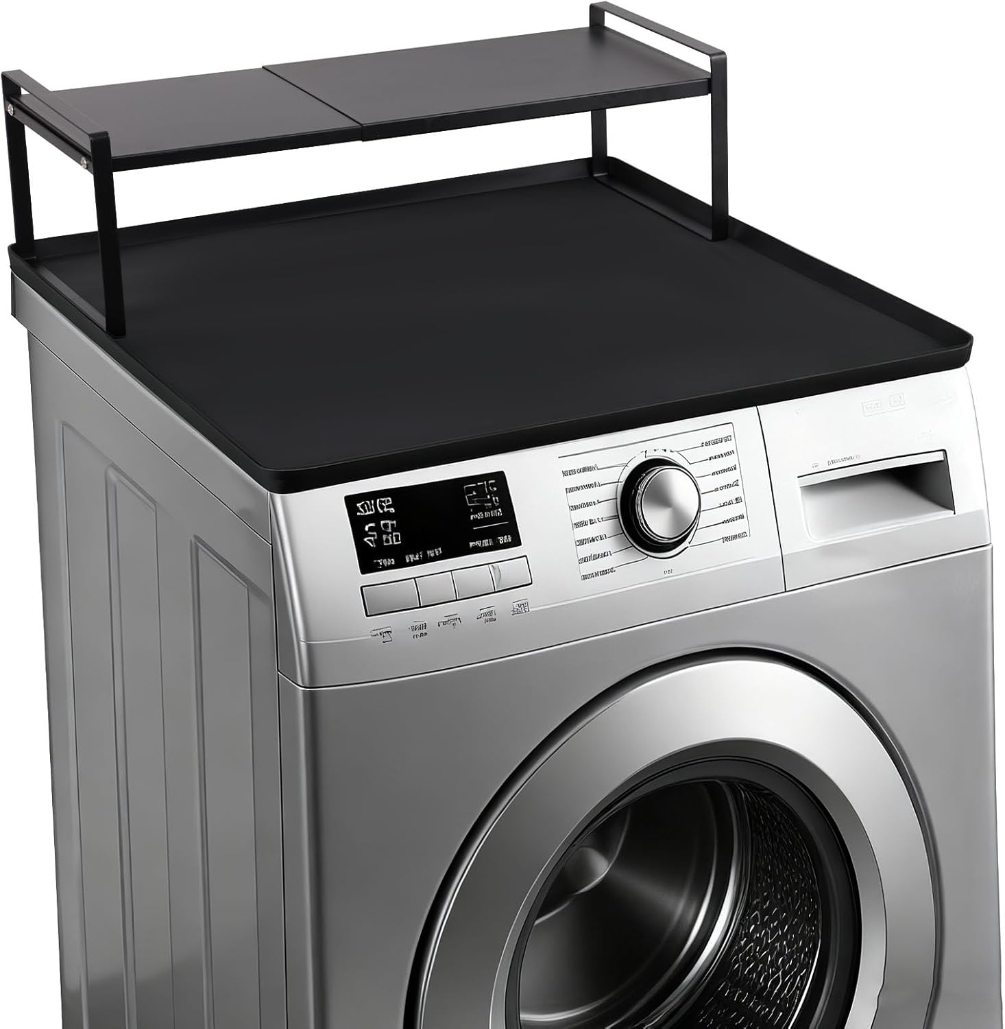 Washer and Dryer Countertop with Extendable Shelf and Silicone Mat, Washer Dryer Shelf with Mat, Universal Front Load Washer and Dryer Countertop Set for Laundry Room Organization (14-25 Inch)