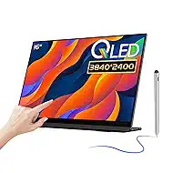 EHOMEWEI Q3 Pro Portable Touchscreen Monitor with Stylus, 4K 16" QLED 3840 * 2400, 600 Nit Brightness, 16:10 Widescreen Eye Care 100% DCI-P3, Laptop/PC/Phone/Game Console Extender Screen Display