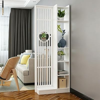 Wall Room Divider, Freestanding Mid-Century Entryway Partition with Open Storage Shelves, Modern Privacy Screen for Living Room and Hallway(191 * 70cm/75.2 * 27.6in)