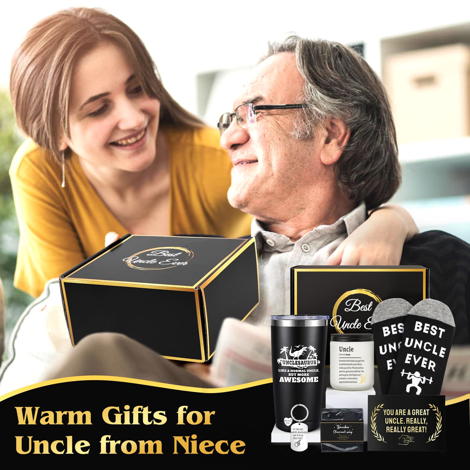iAOVUEBY Fathers Day Gift for Uncle from Niece Nephew, Best Uncle Ever Birthday Gifts, Gifts for Cool & New Uncles, Great Uncles Gift Set with 20oz Tumbler for Valentines Day, Birthday