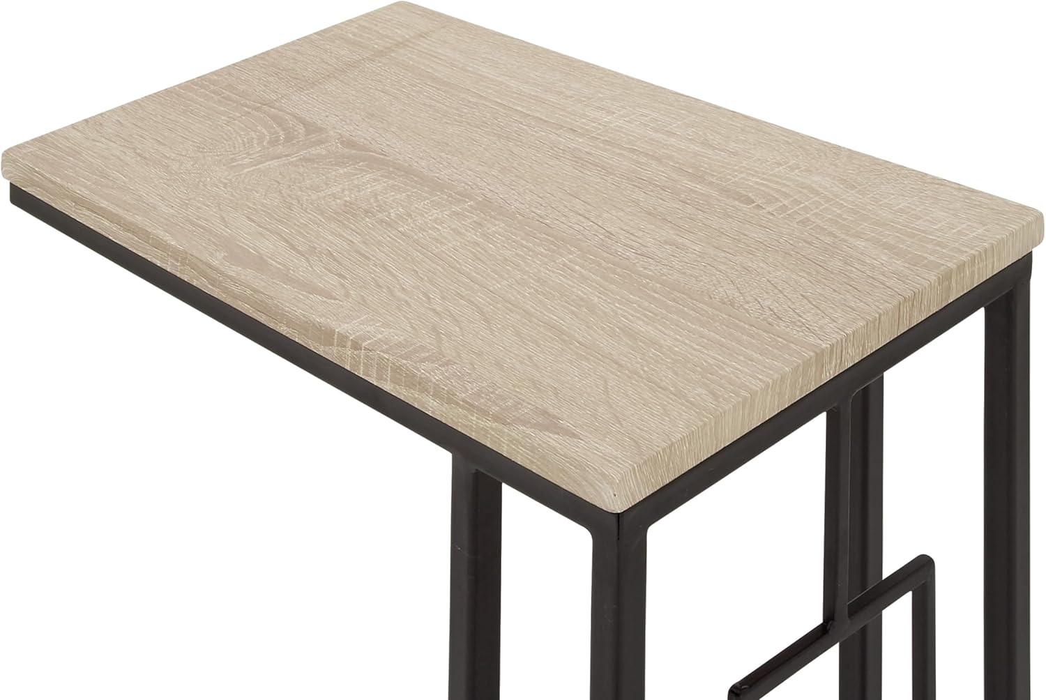 Deco 79 Metal Side End Accent Table C-Shaped End Table with Black Metal Base, Side Table 19" x 10" x 26", Cream
