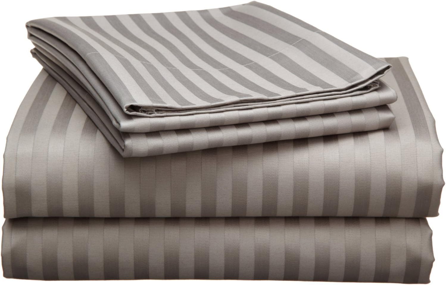 Echelon 800 Egyptian Stripe King Sheet Set, Pewter