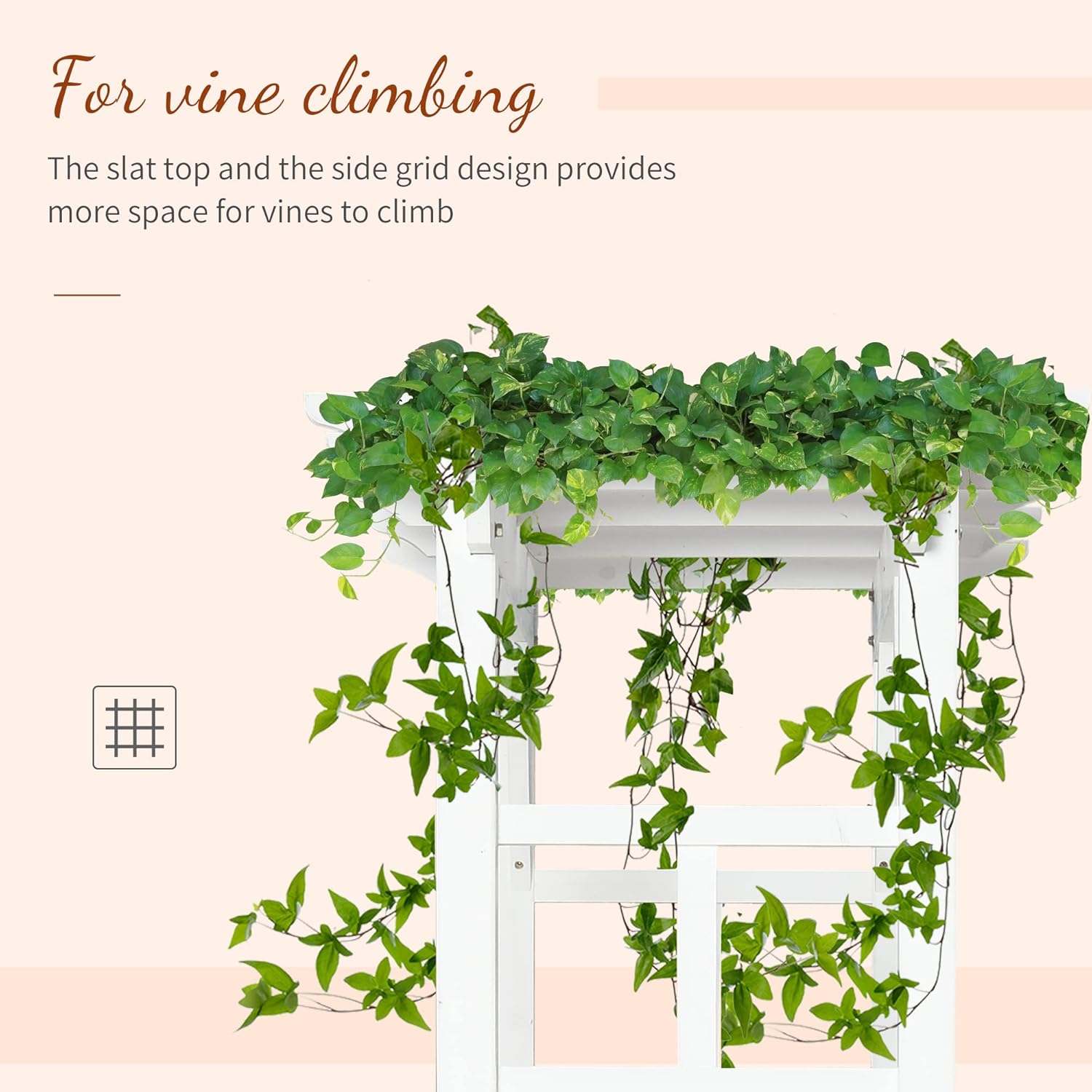 Outsunny 85" Wooden Garden Arbor for Wedding and Ceremony, Outdoor Garden Arch Trellis for Climbing Vines, Fir Wood, White