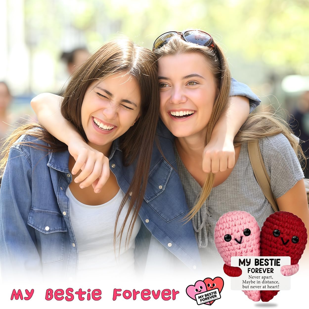 Best Friend Birthday Gifts for Women Girl, Long Distance Bestie Friendship Gifts for Women Crochet Knitted Heart