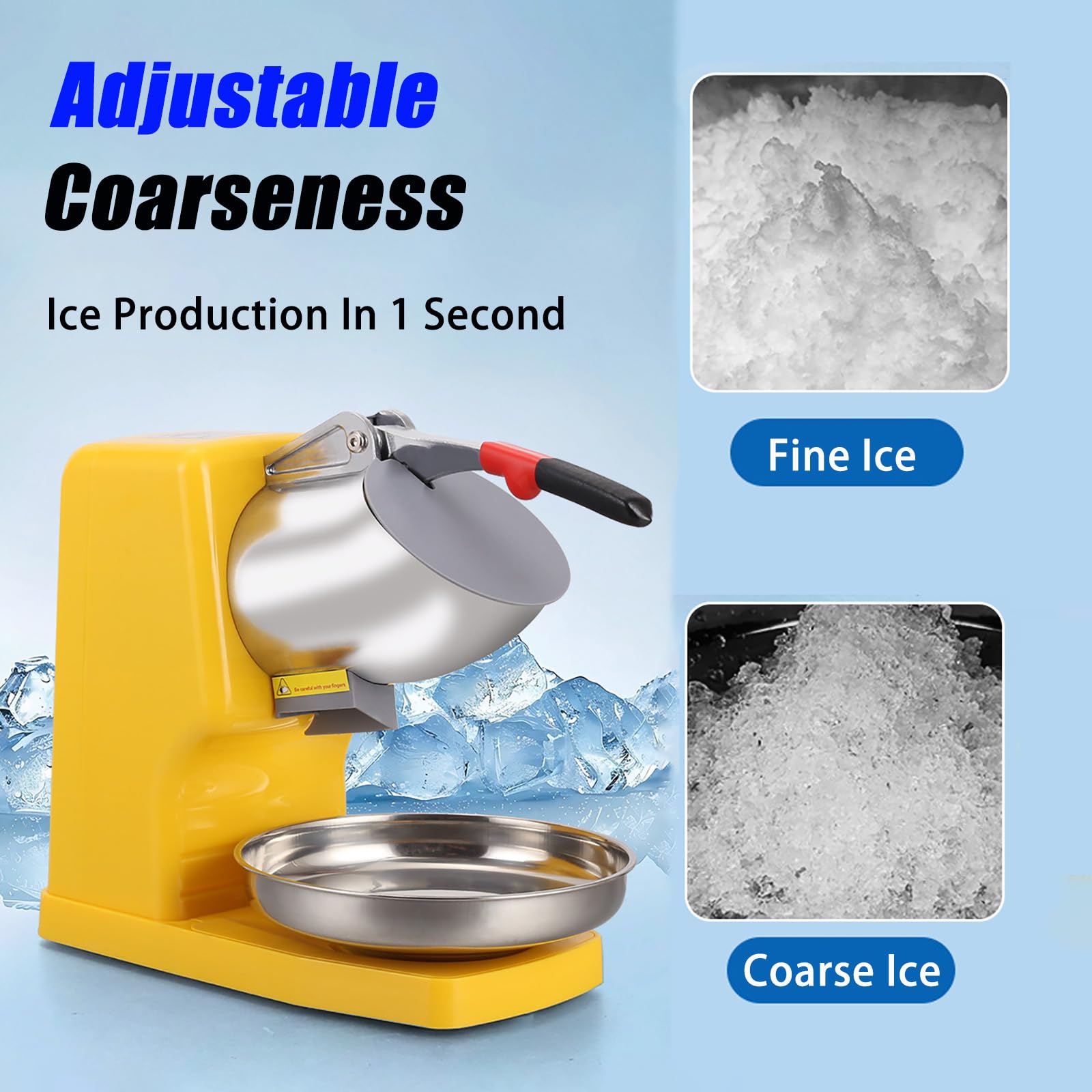 Rasoio tritaghiaccio, macchina per granite da 500 W, capacità 100 kg/h, design a prova di spruzzi, interruttore elettrico per granite di cocktail e coni di neve