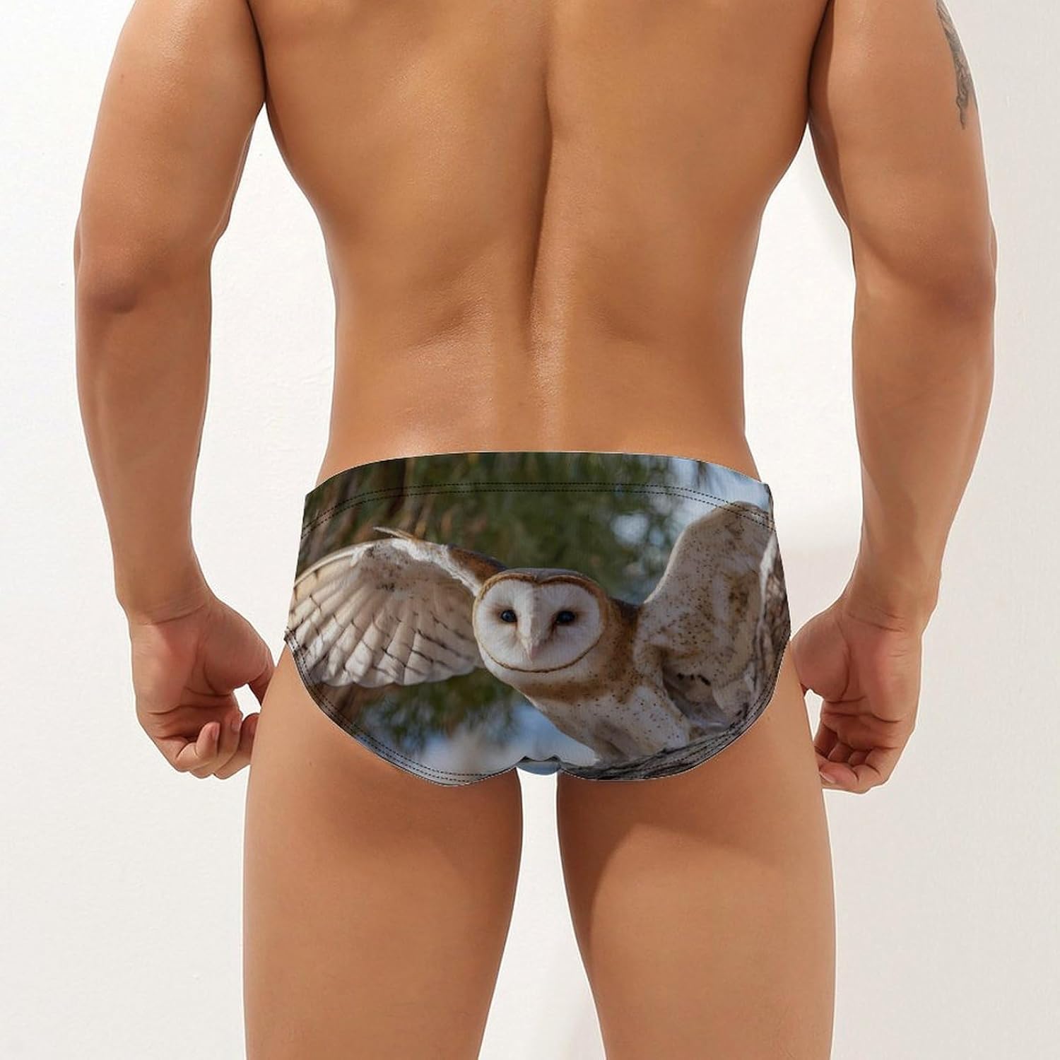 Barn Owl Bird Wildlife Animal Men's Swimsuit Brief Sexy Bikini Briefs Retro Printed Swimwear Quick Dry Swimming Trunks XX-Large (xx_l)