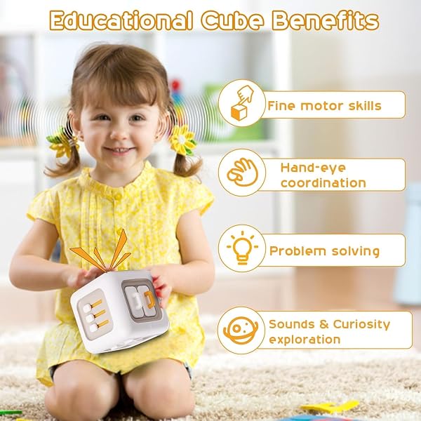 Zikenis Montessori giocattolo a partire da 1 anno, con interruttori, ventilatori, specchi, bottoni, cassetti, giocattoli a cubo adatti per bambini da 1 a 3 - 3