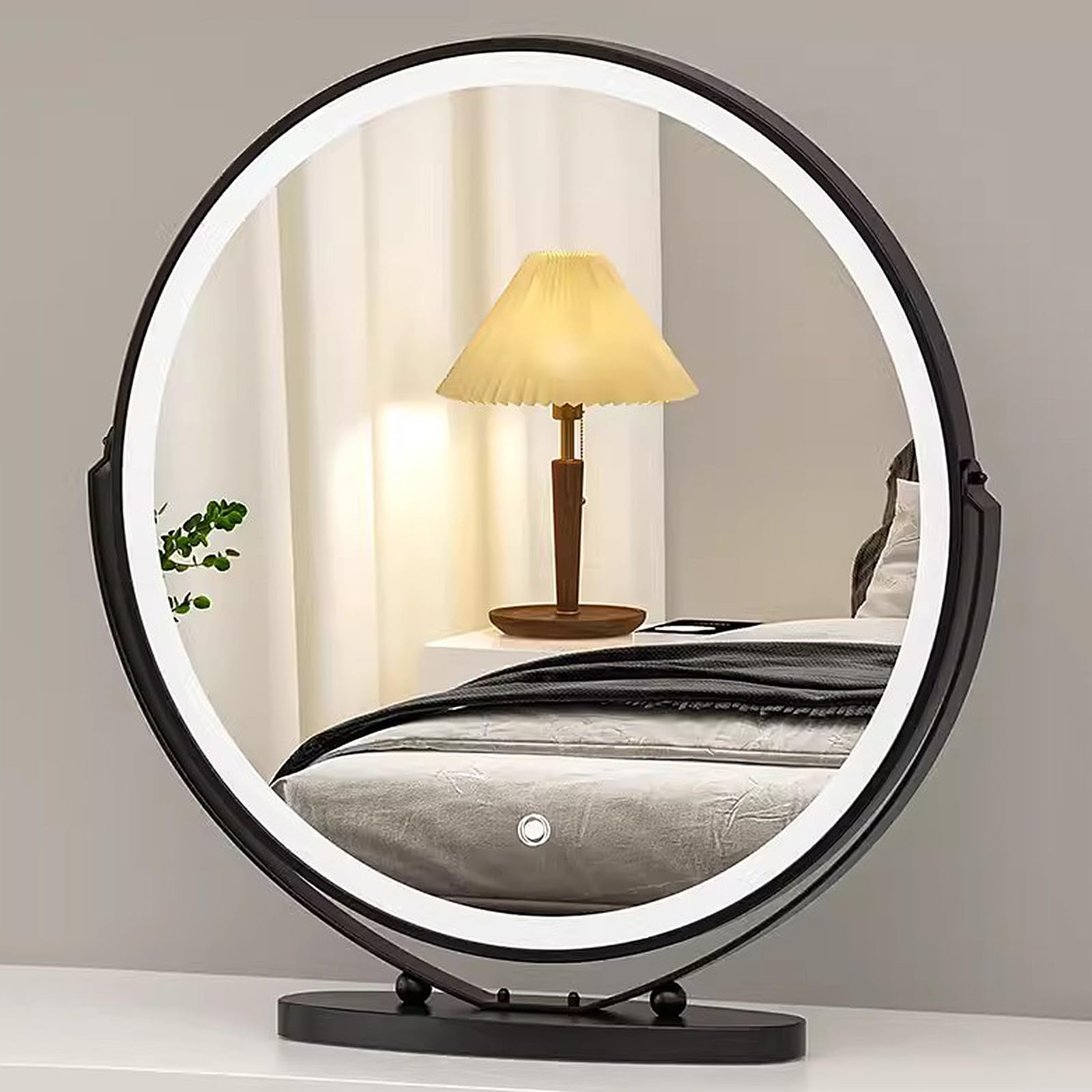 Specchio da trucco a LED con rotazione a 360° Touch dimmerabile, 3 colori gratuiti nding Vani illuminazione da tavolo - Specchio Lar per camera da letto e soggiorno amanti del Beau