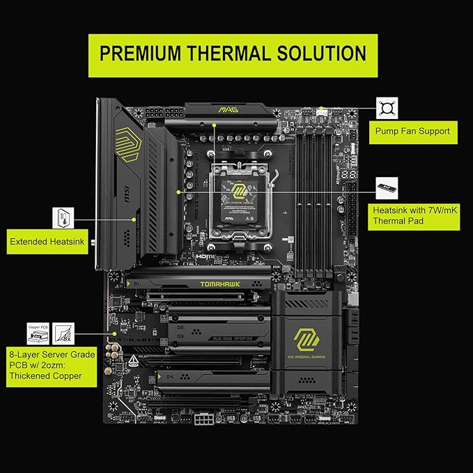Procesador AMD Ryzen 9 9900X con placa MSI MAG X870E WiFi miniatura 5