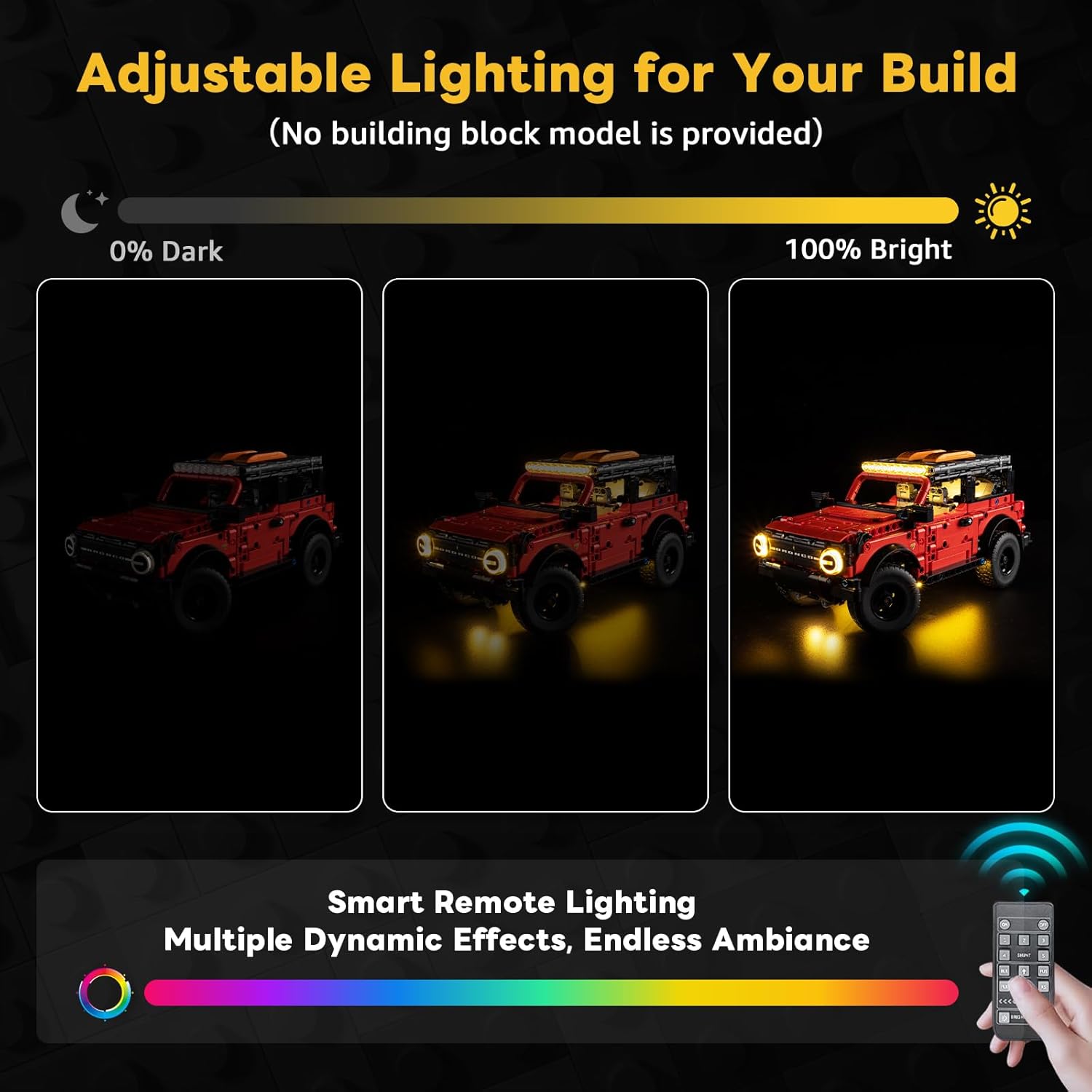 Kyglaring Light Kit Compatible with Lego Ford Bronco SUV 42213 Building Blocks, Upgrade Remote Control, Lights Only, Model Set Not Included