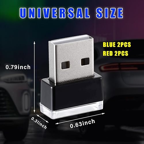 Miniatura 59 de Augeny 4 lámparas LED USB para el interior del automóvil, luz nocturna decorativa USB enchufable, kit de iluminación ambiental portátil, accesorios