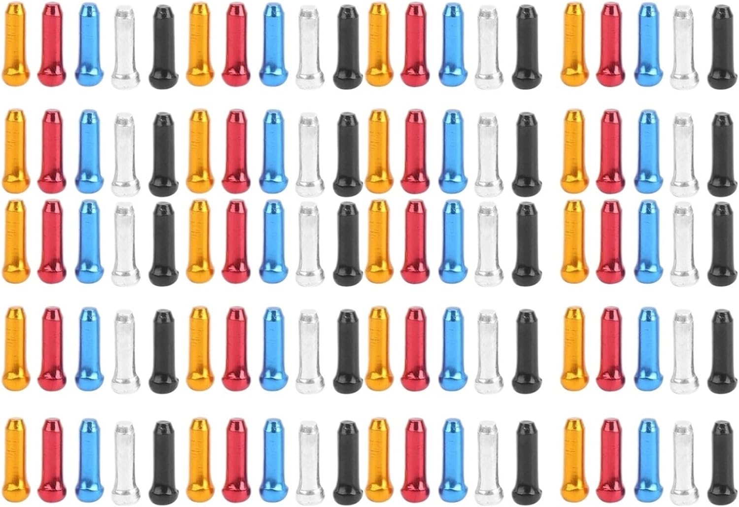 Bike Cable End Caps 250/500Pcs Bicycle Cable End Cap Set - Aluminum Alloy Brake Line Caps in 5 Mixed Colors Bike Accessories(250pcs)