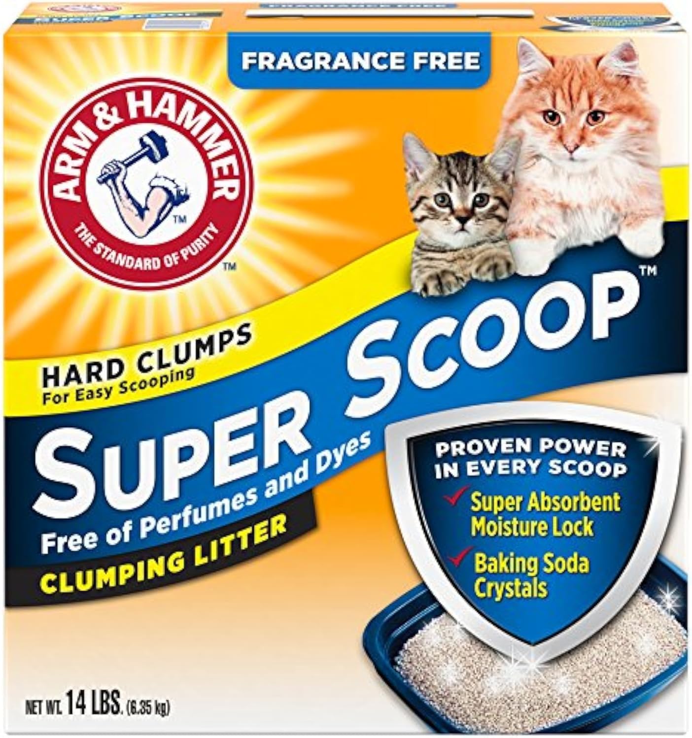 Arm & Hammer Super Scoop Litter, Fragrance Free,14 Lbs (Packaging May Vary)
