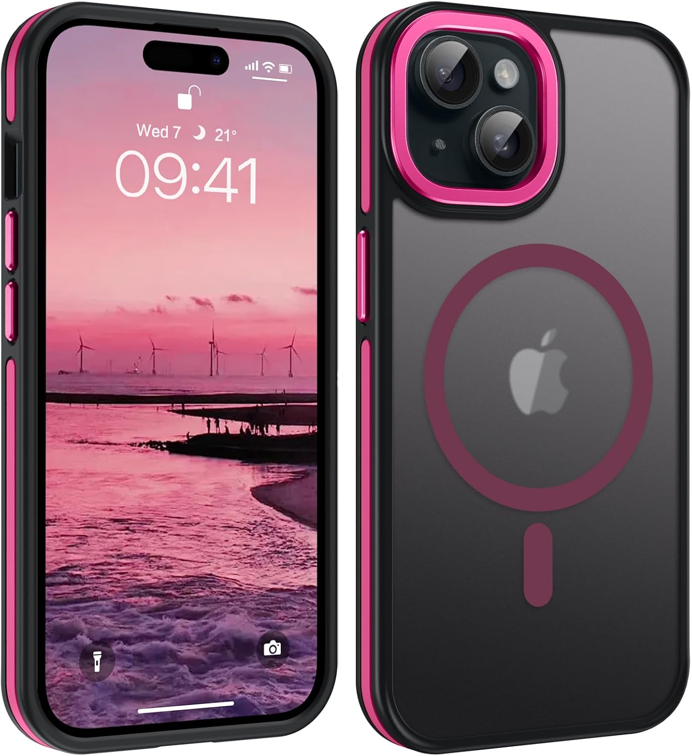 Yoedge Magnetica Trasparente Cover per iPhone 15 Plus 6,7, Compatibile con MagSafe, Custodia con Magneti Integrati Sottile Morbida Silicone TPU e PC