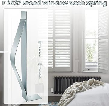 Wood Window Sash Spring for Prime-Line F 2537 | Old Windows Springs for Window Sash Weights ,Wood Window Balance Spring Replacement Zinc Plated Steel (4-Pack)