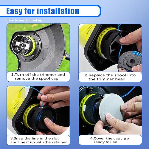 Miniatura 6 de AC14RL3A - Bobina de repuesto para recortadora de hilo de 0.065 pulgadas para la línea de recortadora Ryobi de 18 V, 24 V, 40 V, inalámbrica, Wacker