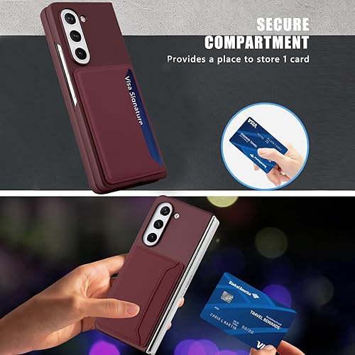 Miniatura 2 de KANGHAR Funda tipo cartera para Samsung Galaxy Z Fold 5 con 2 ranuras para tarjetas de crédito, protección de cuerpo completo, funda delgada para
