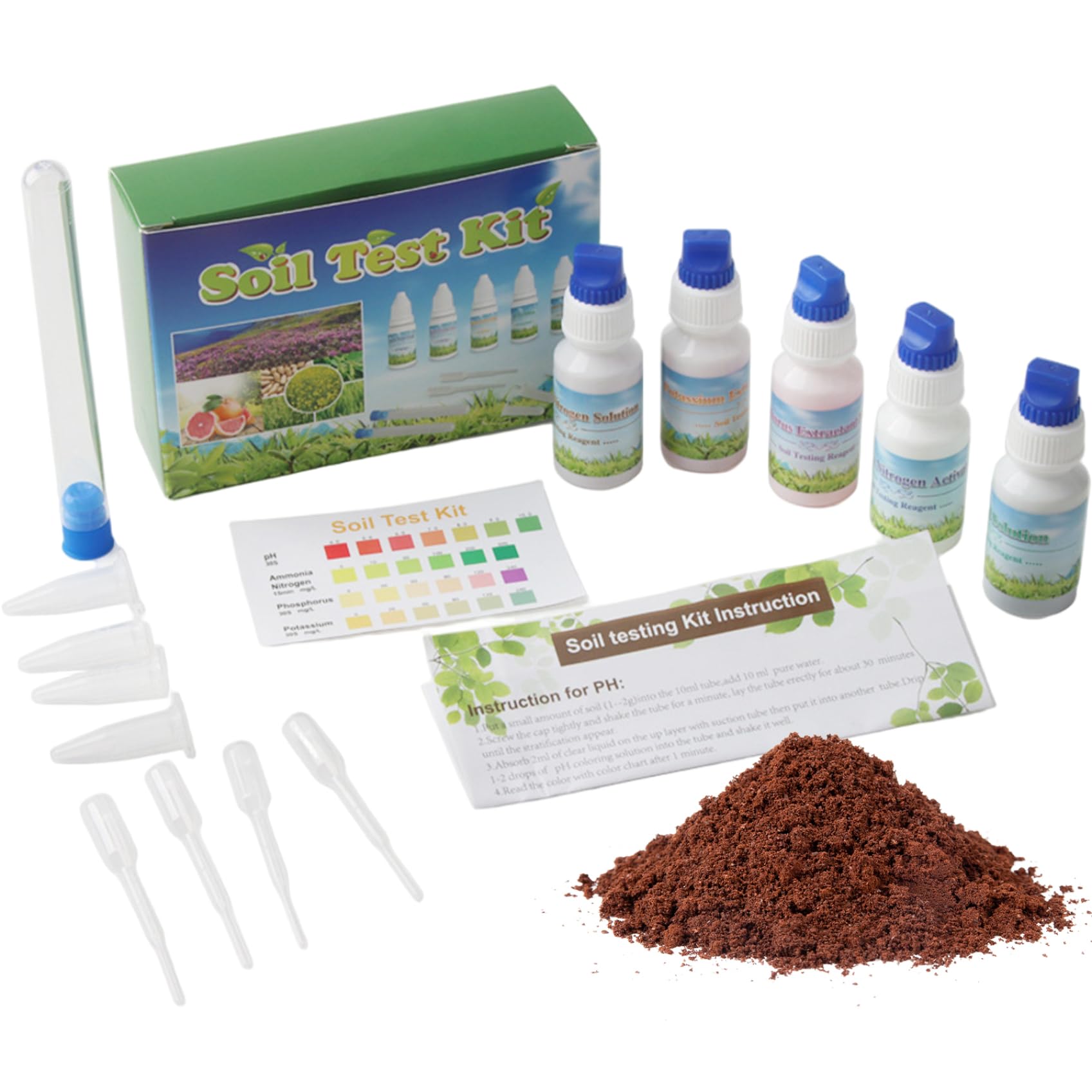 Jcasbdn Soil Test Kit, 1 Set Soil Tester for Garden Nutrients, Nitrogen Phosphorus Potassium Test Kit for Agriculture Gardening Lawn Yard