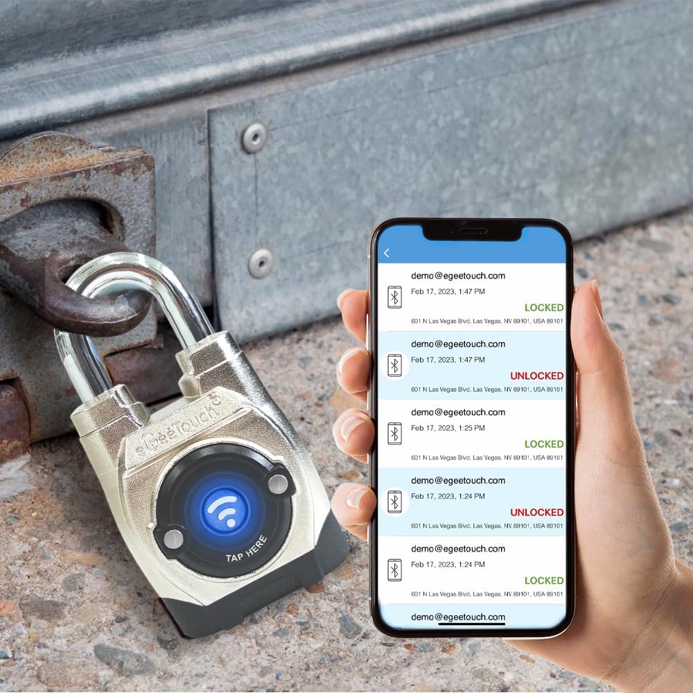 eGeeTouch 5th GEN Outdoor Smart Padlock – (Single, Short Shackle) Keyless Bluetooth & NFC Lock, Durable Weatherproof Security for Sheds, Gates, Bikes - Convenient App Control & Enhanced Safety