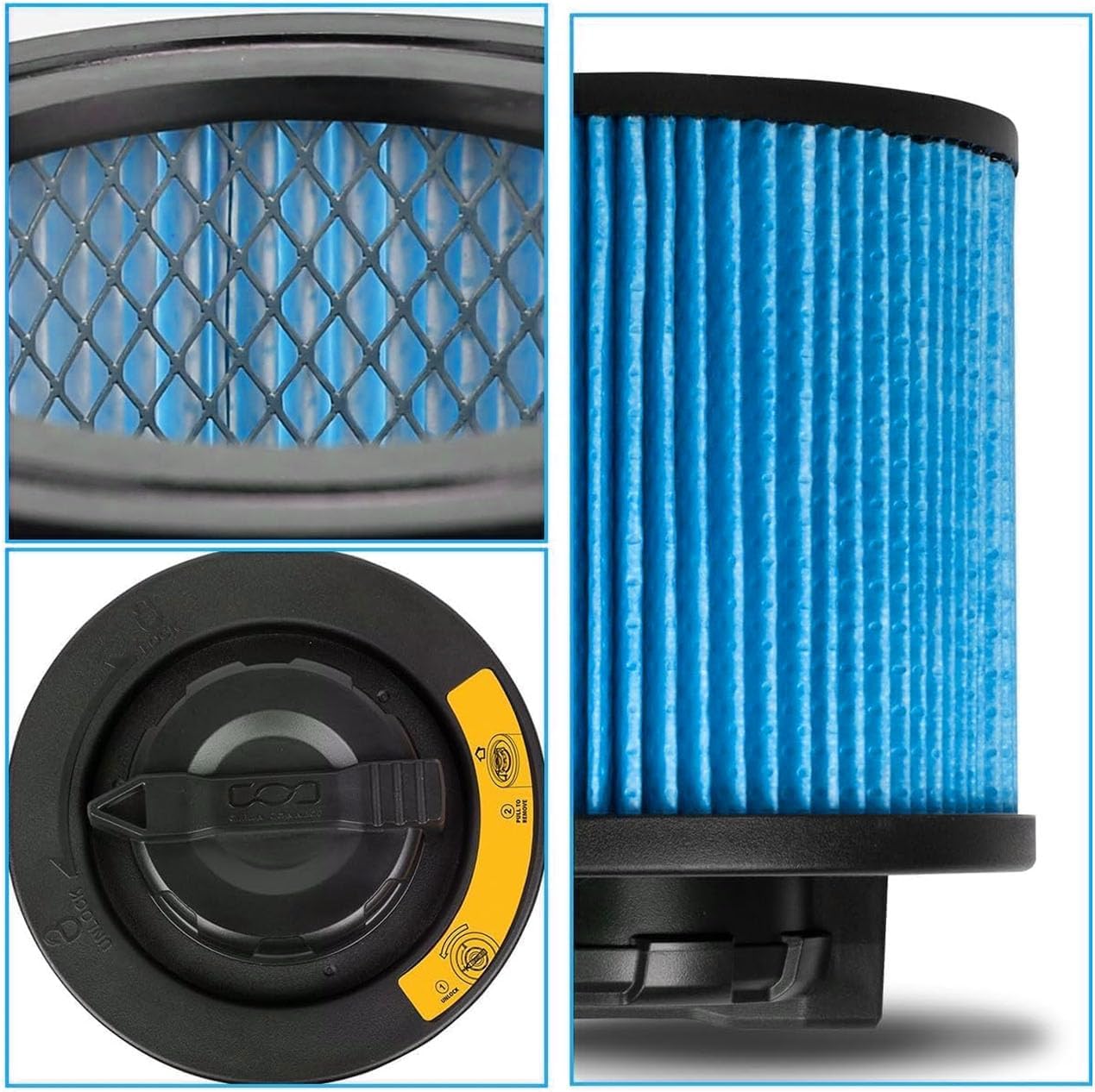DXVC4002 Cartridge Filter Replacement Fit for DEWALT DXV04T DXV05P DXV05S DXV08S DXV06G 4 Gallon Wet/Dry Vacuum Cleaners, Washable and Reusable(2 Pack)