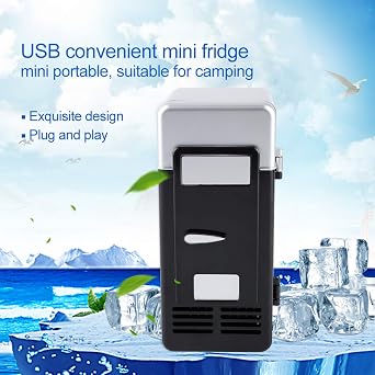 Kadimendium USB Refrigerator, Portable Refrigerator Mini USB Fridge economical and Practical for Office for Car(Black)