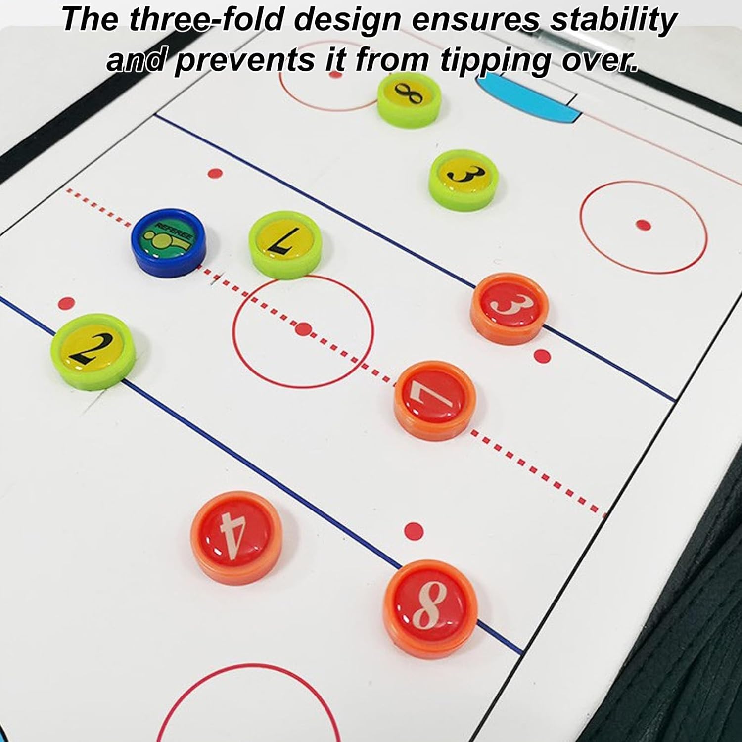 Ice Hockey Coaching Board, Ice Hockey Dugout Clipboard for Coaches, with Erasable Pen, Sturdy Material, Folding Design, Double-Sided Available, for Teaching