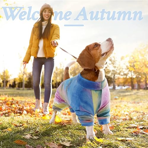 Miniatura 7 de Kuoser Ropa de perro teñido anudado, pijama suave para cachorros, sudadera para mascotas, mono ligero para gatos, ropa acogedora de cuatro patas,