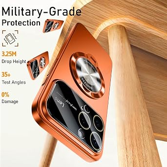 Case for iPhone 17 Pro, Slim Shockproof Magnetic Case with Lens Protector & Kickstand, Anti-Fingerprint, Drop-Proof, Black
