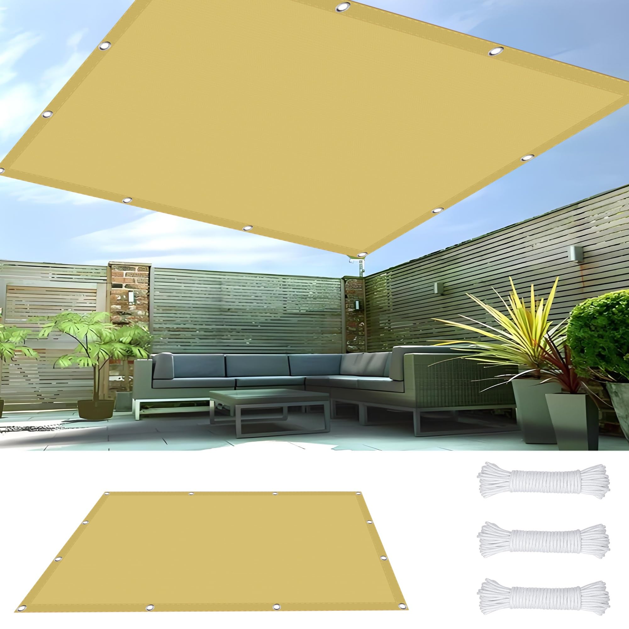 Voile d'ombrage anti chaleur et pluie 1.8x2m pour ombrager un petit patio