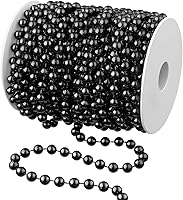 Vista 1 de WILLBOND Cuentas de árbol de Navidad de 50 pies, guirnalda de perlas artificiales, rollo de cuentas de plástico para árbol de Navidad, boda, Negro