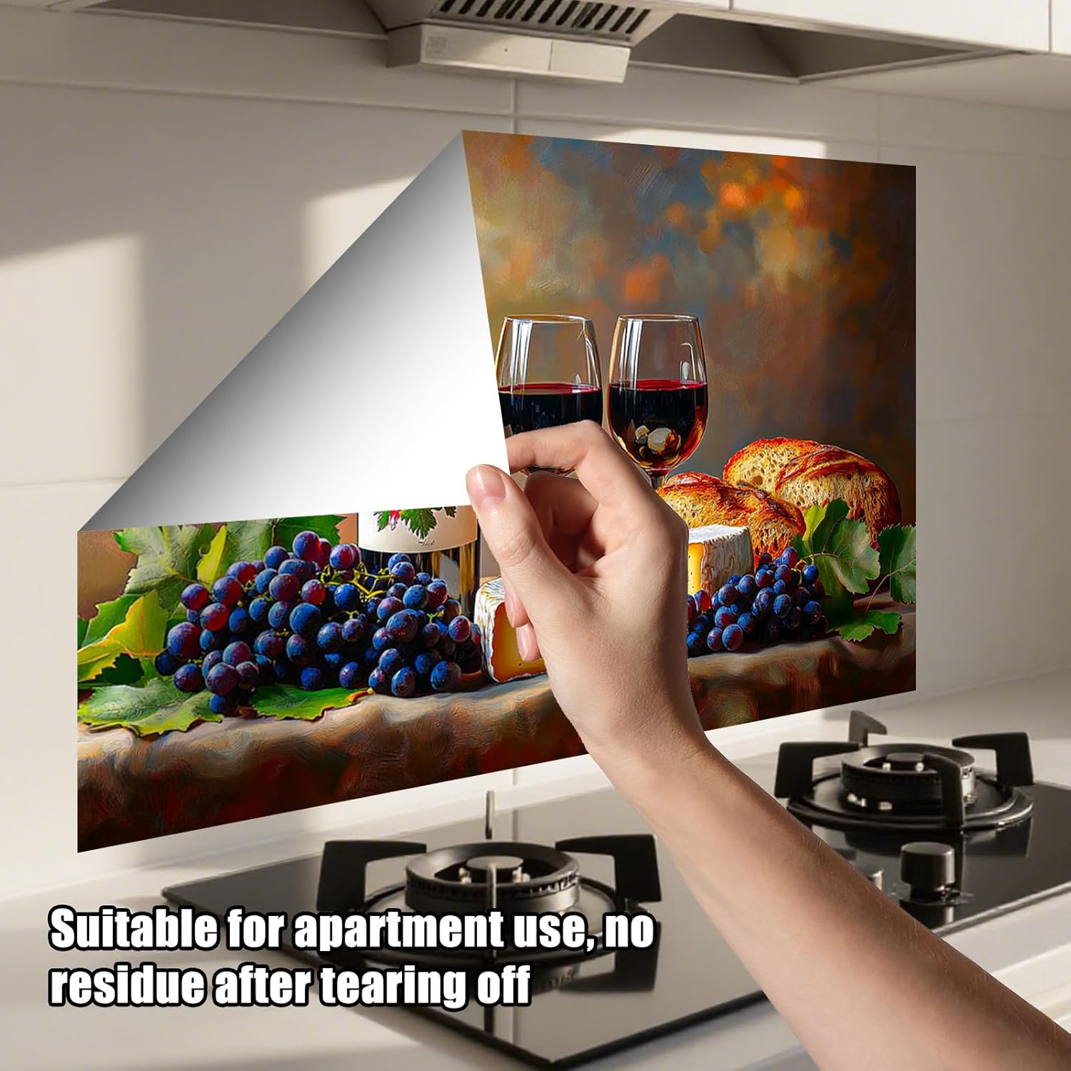 Nuxovilar Peel and Stick Backsplash Vintage Food Pattern Kitchen Backsplash Tile 17.72"x27.56", Peel and Stick Backsplash for Kitchen, Perfect for Dining Area, Wine Bar, Gourmet Space