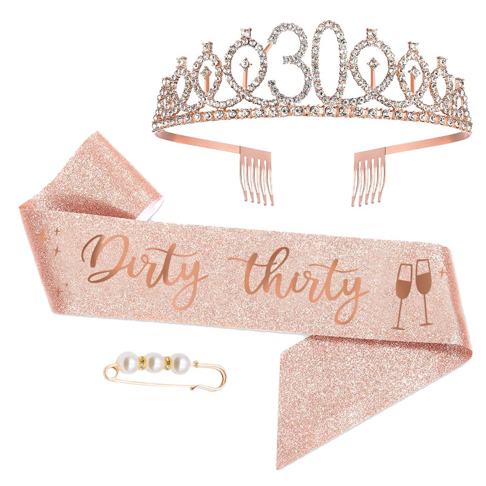 Kit Couronne Et écharpe 30 Ans - Diadème Strass Et écharpe Pailletée "It's My 30th Birthday"
