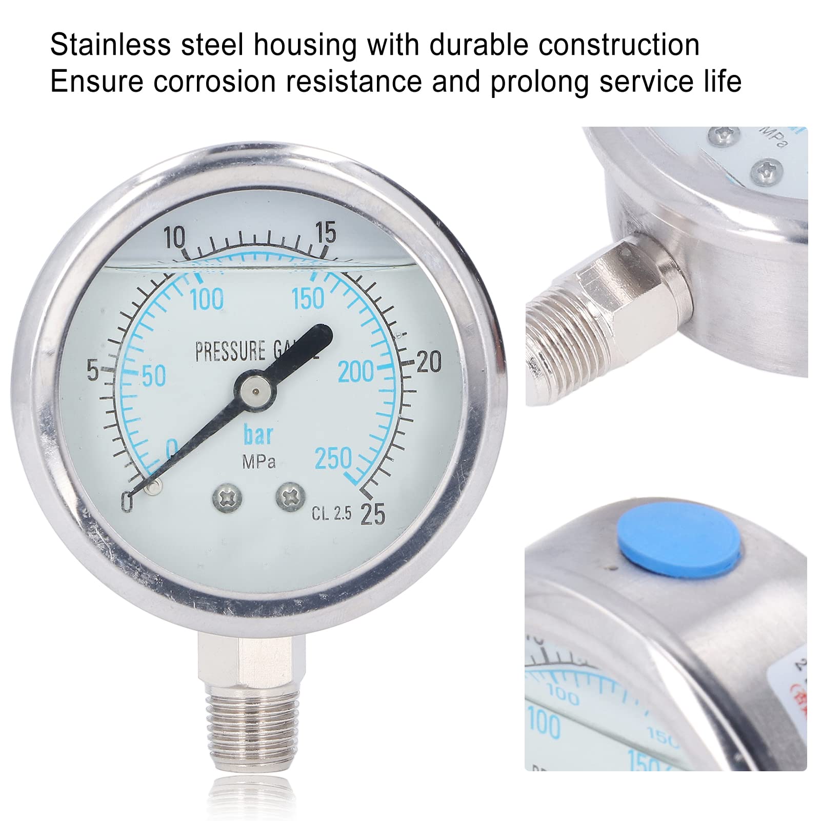 Manomètre Double Graduation Manomètre Glycérine 0-4 MPa - Double