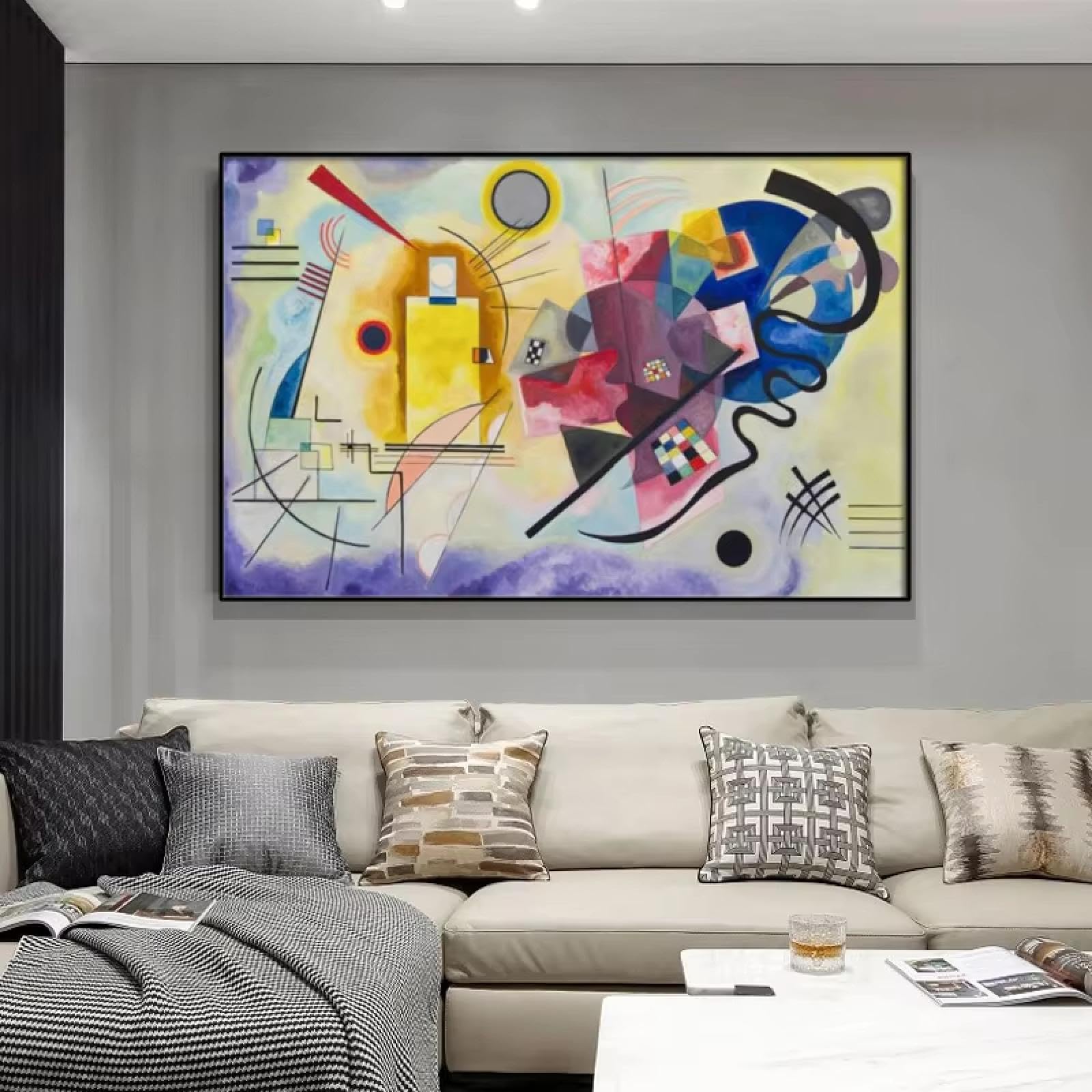 IHHGNB Yellow Red Blue by Vasily Kandinsky Famous Canvas Wall Art Prints Living Room Wall Painting Mural Poster Home Decoration 40x50cm(16x20in) Frameless