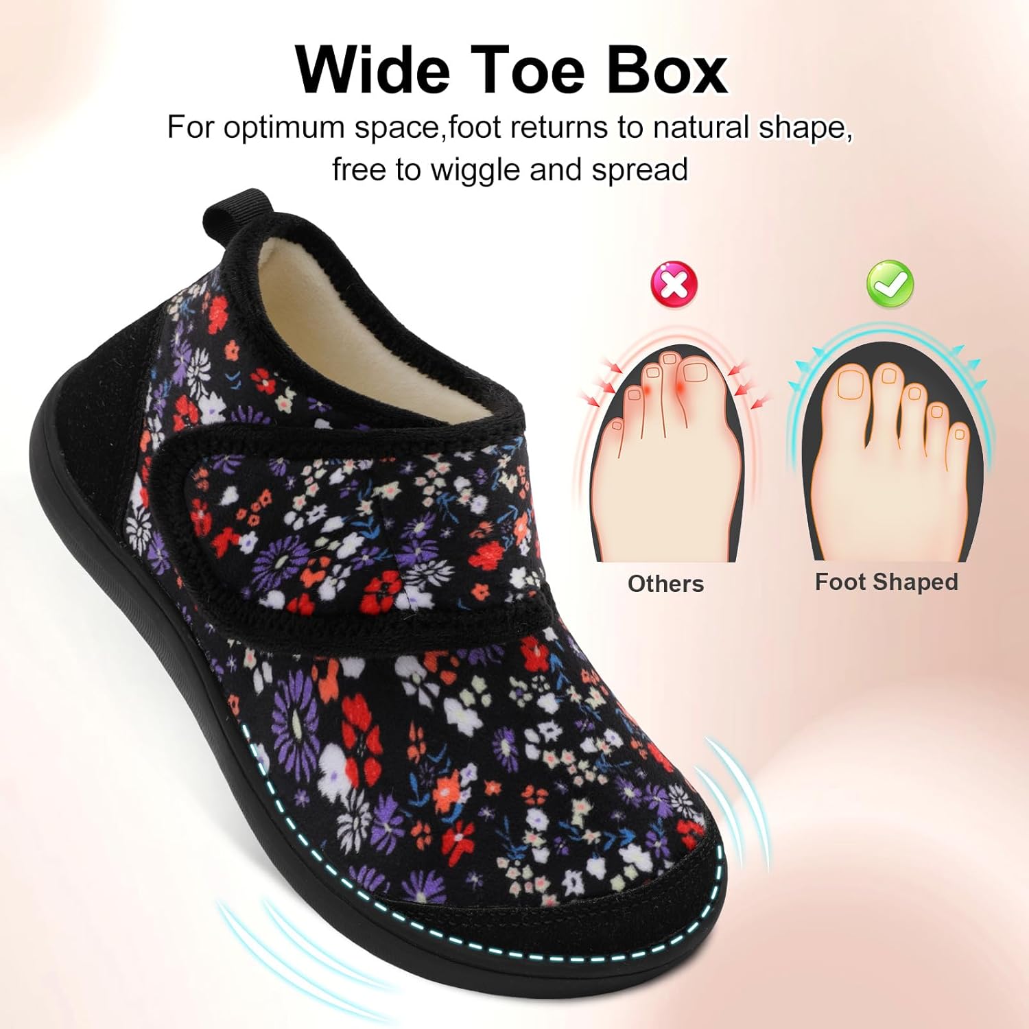 LeIsfIt Slipper Boots for Women Wide Warm House Shoes Non-slip Diabetic Winter Shoes Adjustable Bootie Slippers for Indoor & Outdoor - Image 4