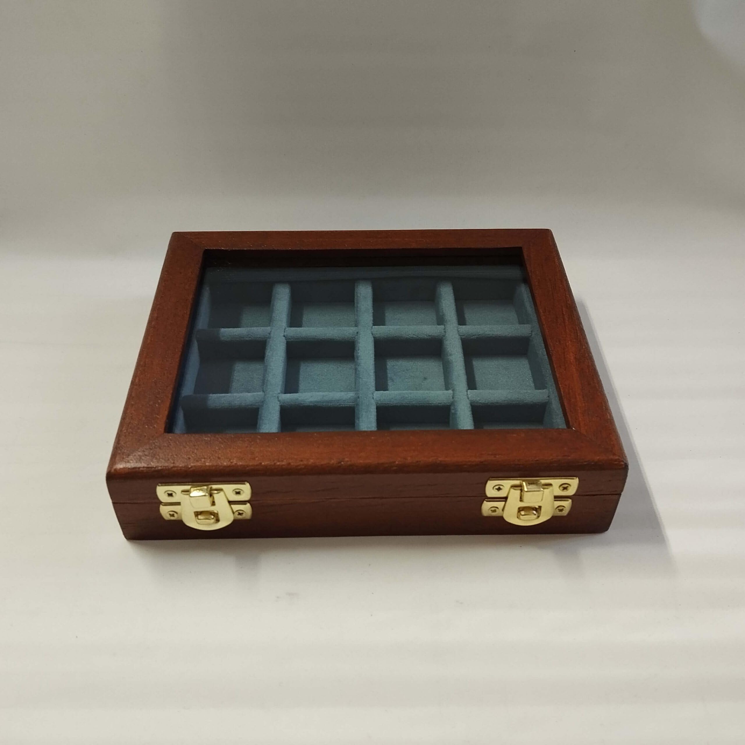Caja para Monedas de colección 12 Compartimentos Madera Maciza Terciopelo monetario numismática esterlinas marengas follis Monedas Antiguas Hecho a Mano Italia